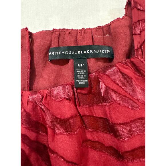White House Black Market WHBM Red Zebra Burnout Silk Blend Top Size 8P (038) - Picture 2 of 10